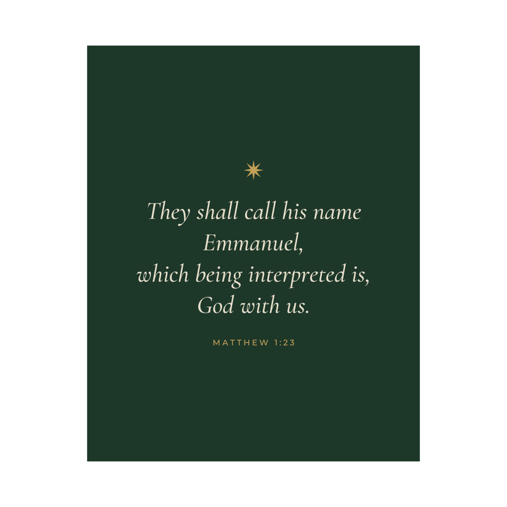 Emmanuel God With Us Poster | Matthew 1:23 Christmas Wall Art Print