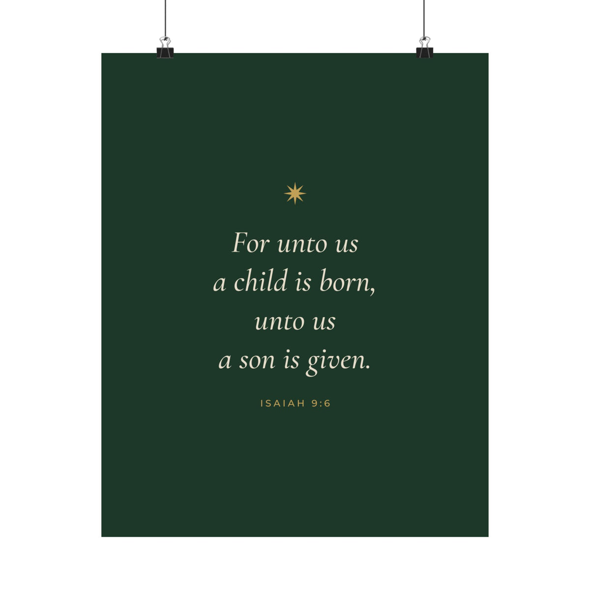 For Unto Us a Child Is Born Poster | Isaiah 9:6 Christmas Wall Art Print