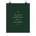 For Unto Us a Child Is Born Poster | Isaiah 9:6 Christmas Wall Art Print