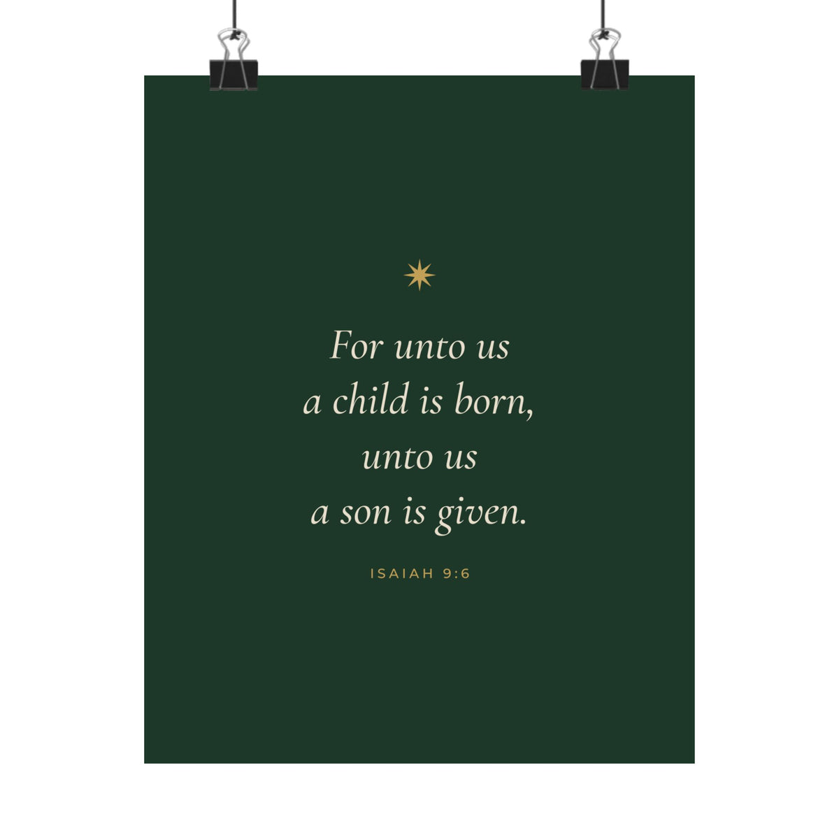 For Unto Us a Child Is Born Poster | Isaiah 9:6 Christmas Wall Art Print