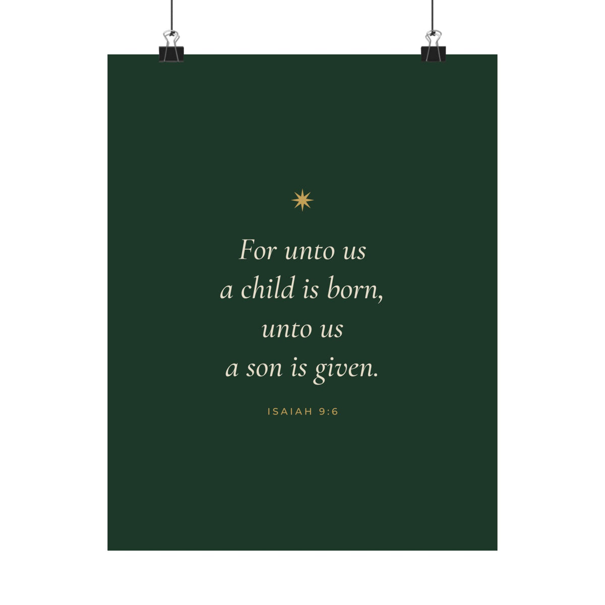 For Unto Us a Child Is Born Poster | Isaiah 9:6 Christmas Wall Art Print