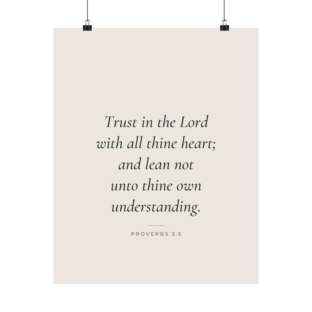 Trust in the Lord Poster | Proverbs 3:5 Minimalist Scripture Wall Art