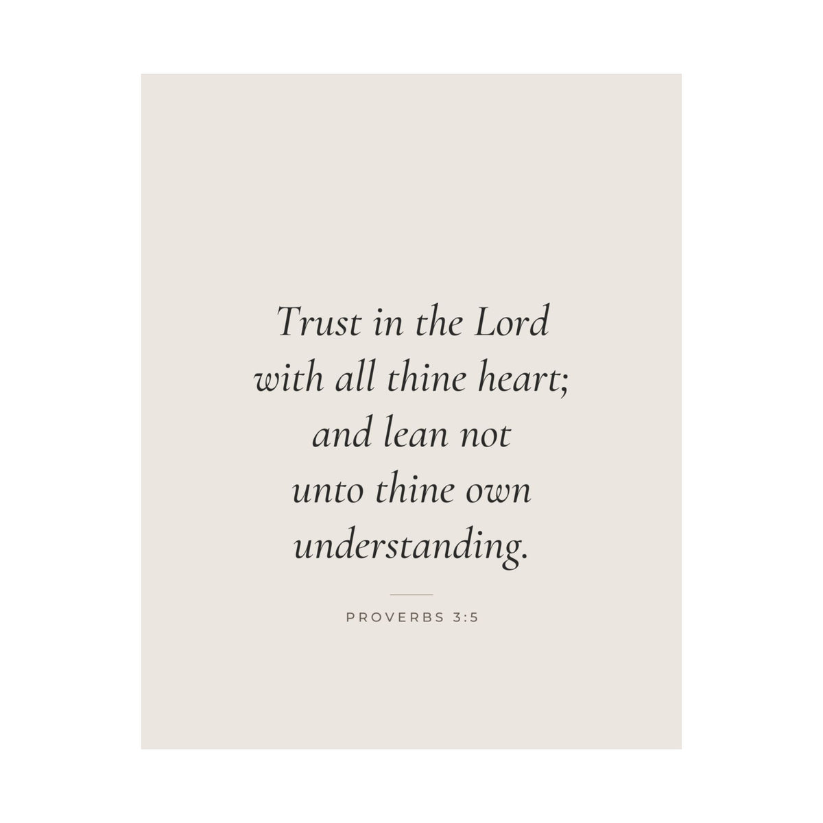 Trust in the Lord Poster | Proverbs 3:5 Minimalist Scripture Wall Art
