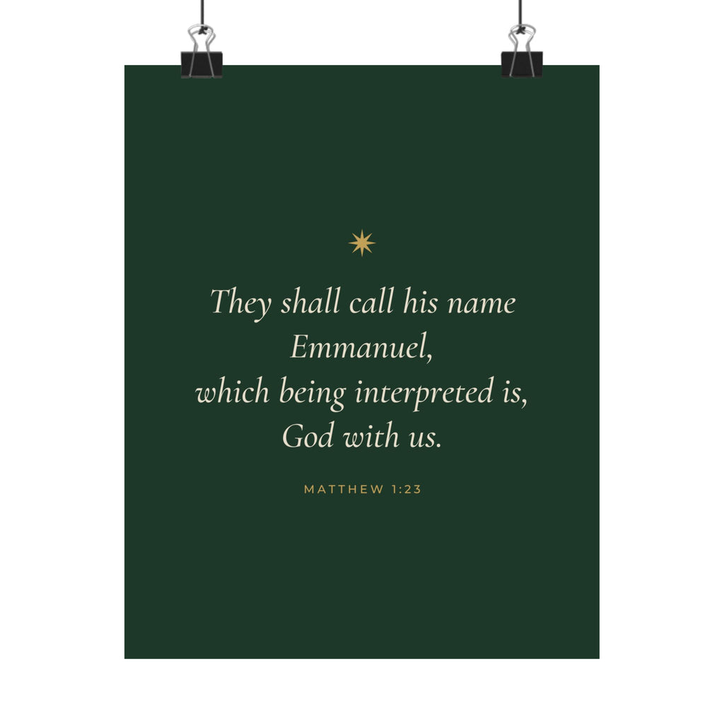 Emmanuel God With Us Poster | Matthew 1:23 Christmas Wall Art Print