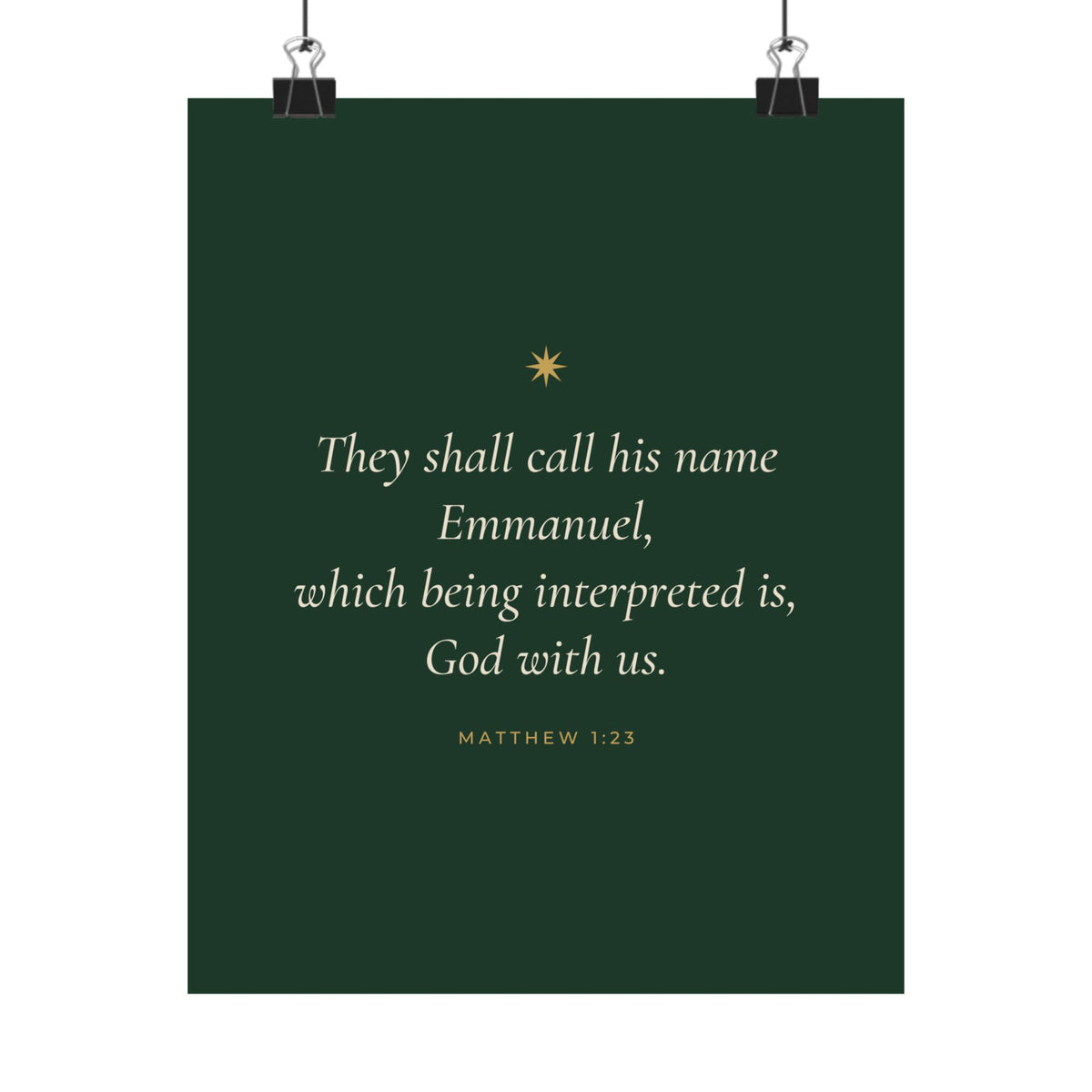 Emmanuel God With Us Poster | Matthew 1:23 Christmas Wall Art Print