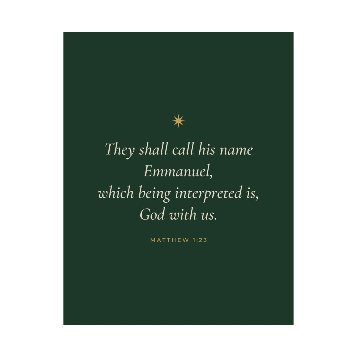 Emmanuel God With Us Poster | Matthew 1:23 Christmas Wall Art Print