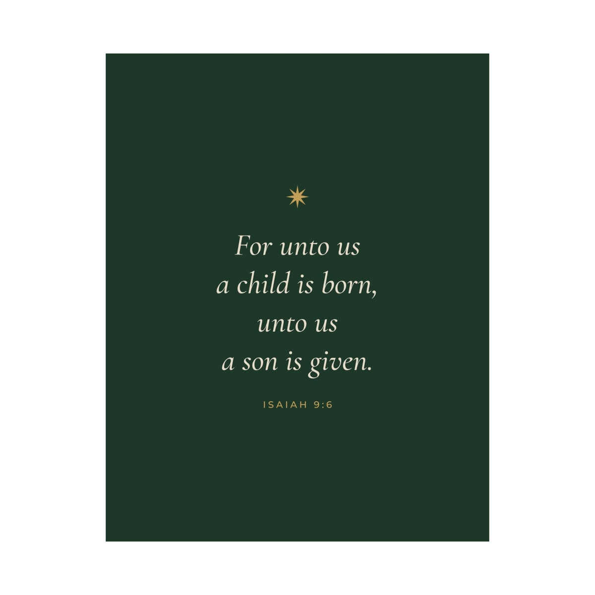 For Unto Us a Child Is Born Poster | Isaiah 9:6 Christmas Wall Art Print