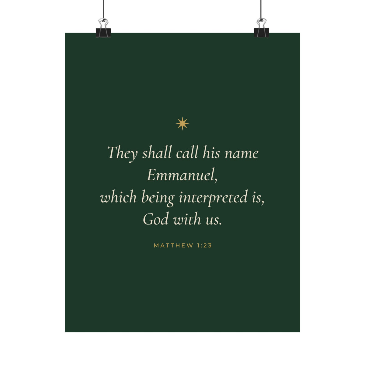 Emmanuel God With Us Poster | Matthew 1:23 Christmas Wall Art Print