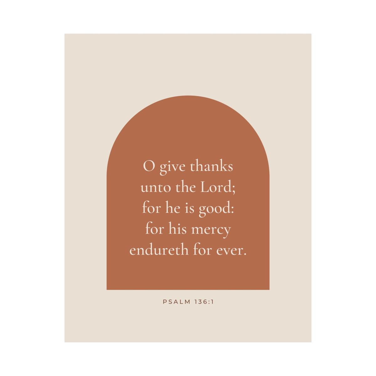 O Give Thanks Unto the Lord Poster | Psalm 136:1 Kitchen Wall Art