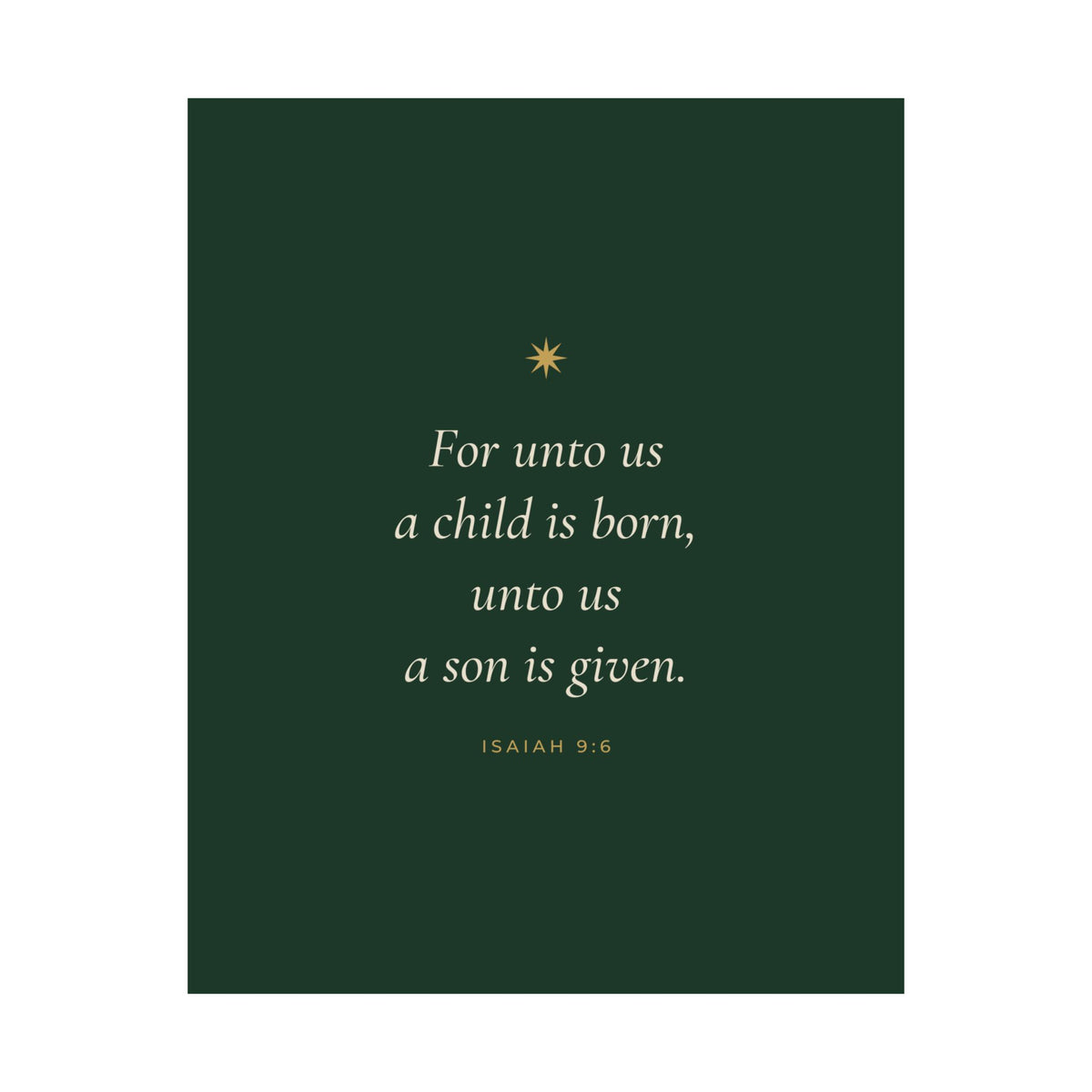 For Unto Us a Child Is Born Poster | Isaiah 9:6 Christmas Wall Art Print
