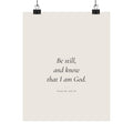 Be Still and Know That I Am God Poster | Psalm 46:10 Minimalist Wall Art Print