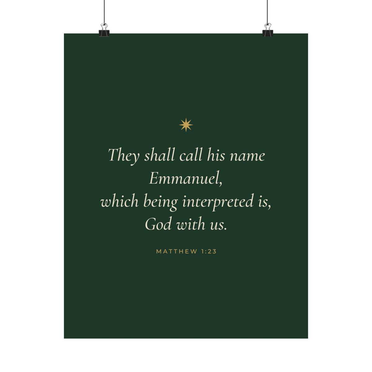 Emmanuel God With Us Poster | Matthew 1:23 Christmas Wall Art Print