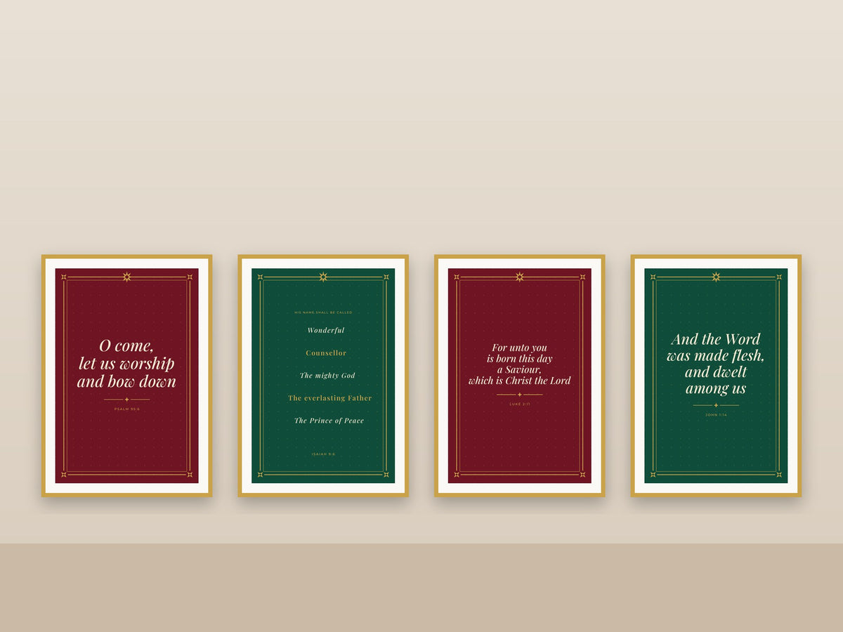 Nutcracker Nativity Collection | Set of 4 Christmas Scripture Prints