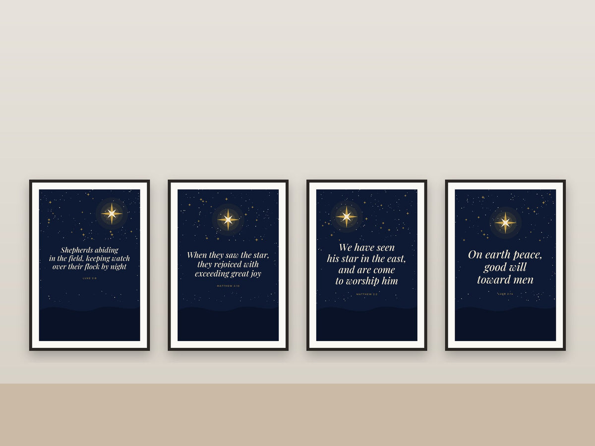 Starry Night Collection | Set of 4 Christmas Scripture Prints
