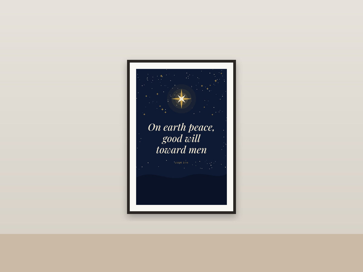 On Earth Peace, Good Will Toward Men | Luke 2:14 Starry Night Printable