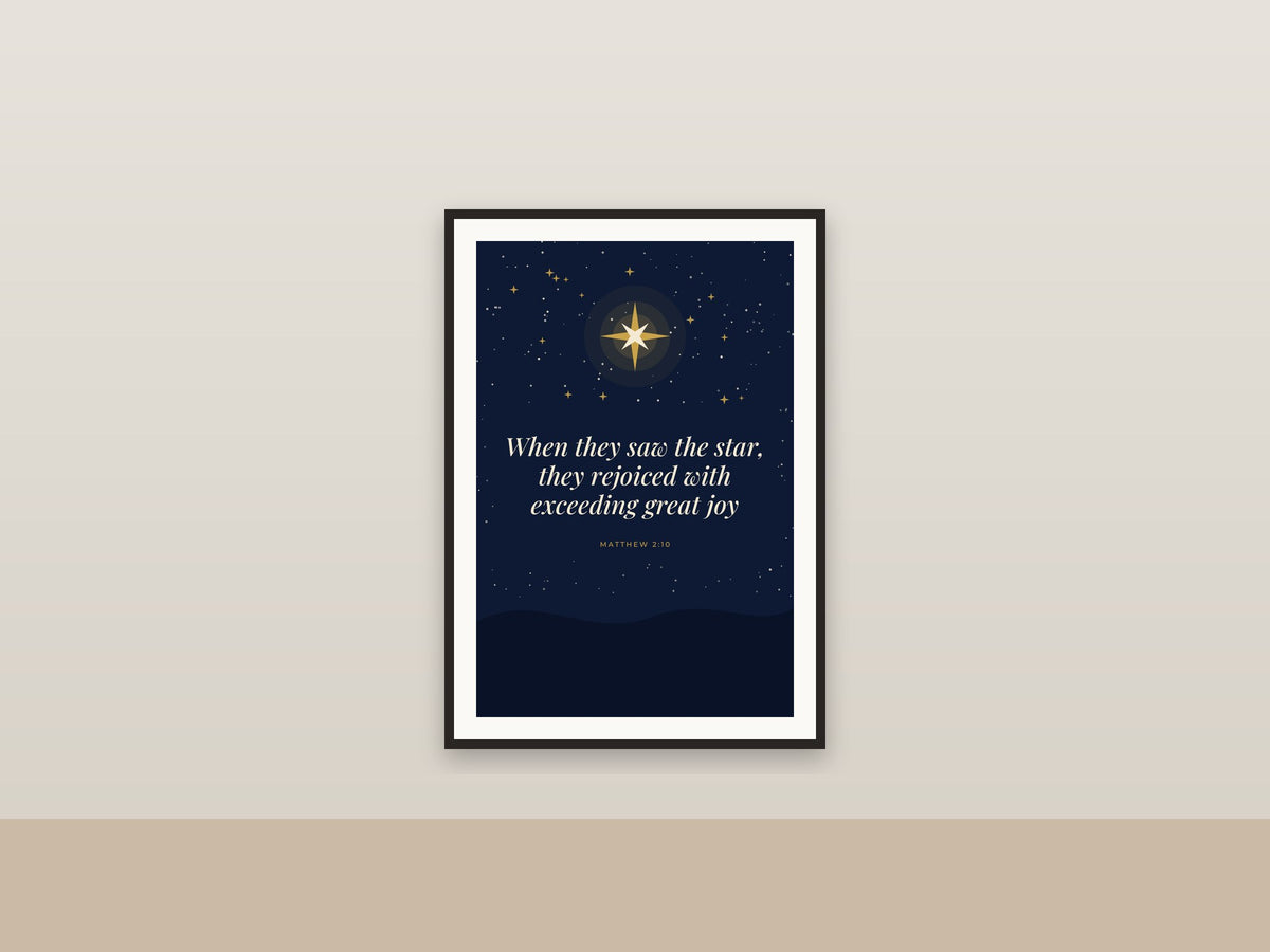 When They Saw the Star | Matthew 2:10 Starry Night Christmas Printable